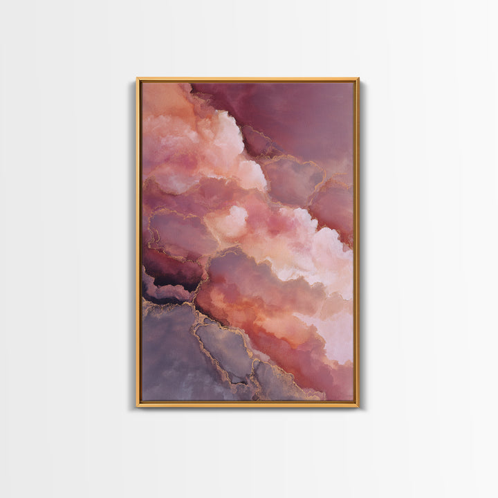 All Pink Cloudscape Framed Canvas Print, Monochrome Art, Gallery Decor, Living Room Decor, Abstract Art, Mono, Contemporary Art, MON-2x3-92