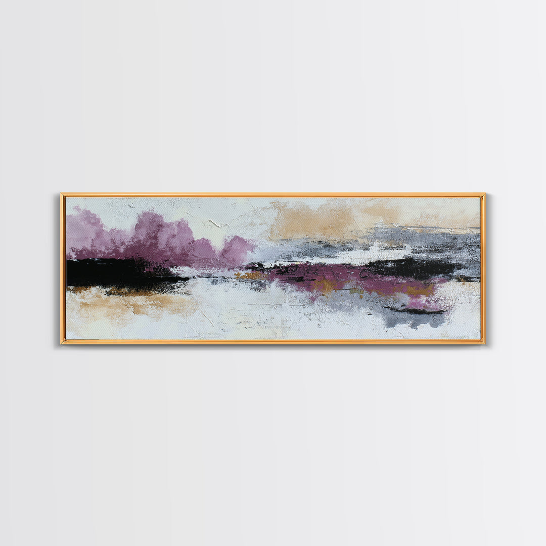 Silver Ocean Moonlight Scene Canvas Print, Monochrome Art, Wallpaper Mural, Living Room Decor, Watercolor Art, Mono, MON-3x1-11