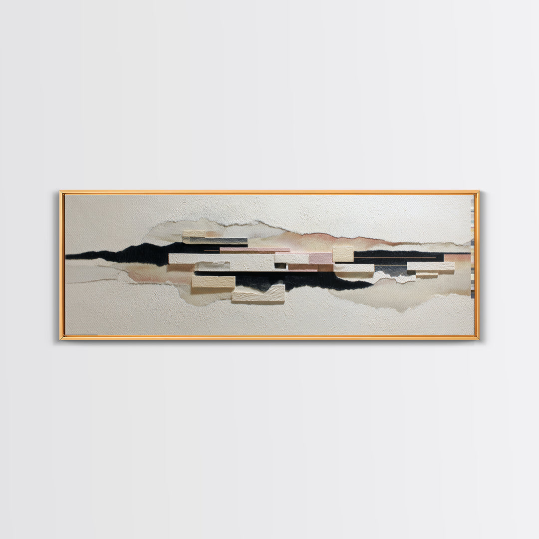 Cream on Cream Minimalist Forms Canvas Print, Monochrome Art, Moody Wall Art, Living Room Decor, Fine Art, Mono, MON-3x1-14