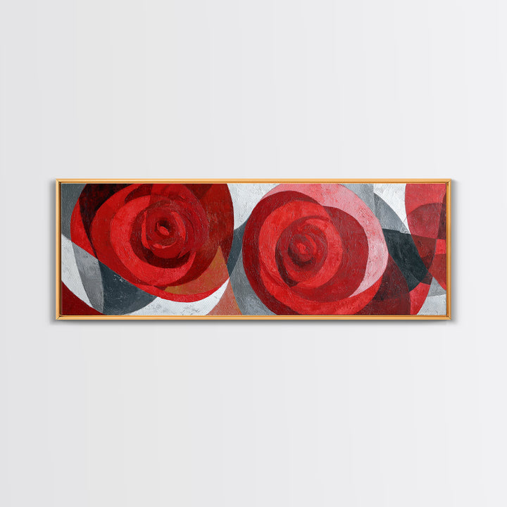Single Red Rose Rendered Only Framed Canvas Print, Monochrome Art, Statement Artwork, Living Room Decor, Fine Art, Mono, MON-3x1-23