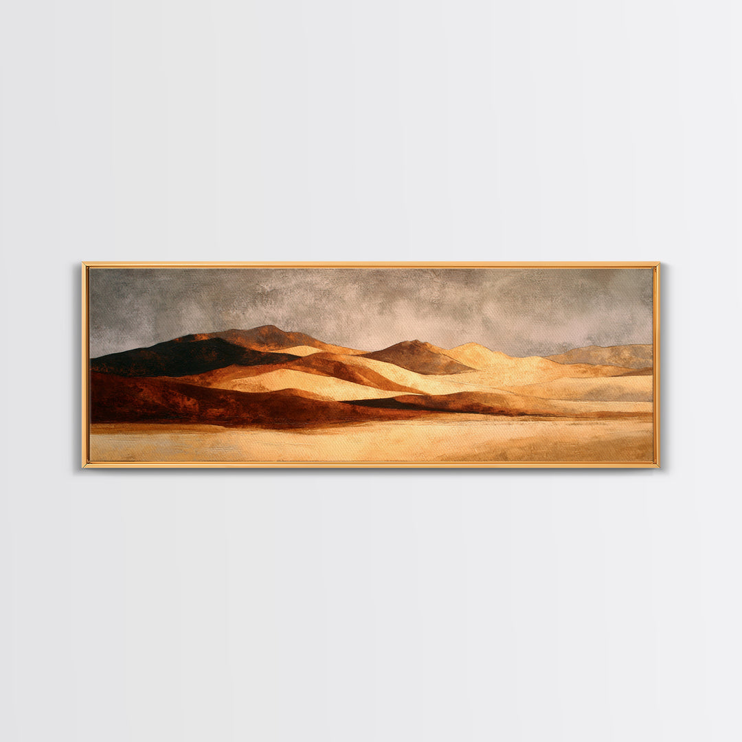 Warm Brown Desert Landscape Canvas Print, Monochrome Art, Dark Academia Decor, Living Room Decor, Fine Art, Mono, Wall Decor, MON-3x1-25