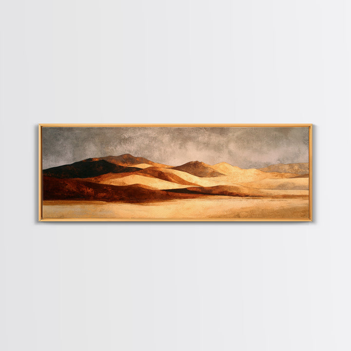 Warm Brown Desert Landscape Canvas Print, Monochrome Art, Dark Academia Decor, Living Room Decor, Fine Art, Mono, Wall Decor, MON-3x1-25