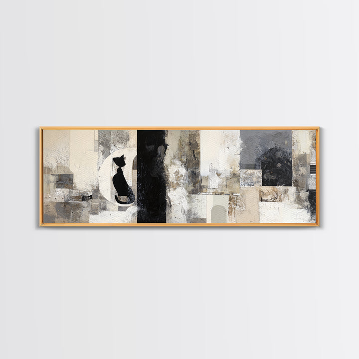 Monochrome Cat Portrait Framed Canvas Print, Monochrome Art, Boho Decor, Living Room Decor, Fine Art, Mono, Art Print, MON-3x1-27