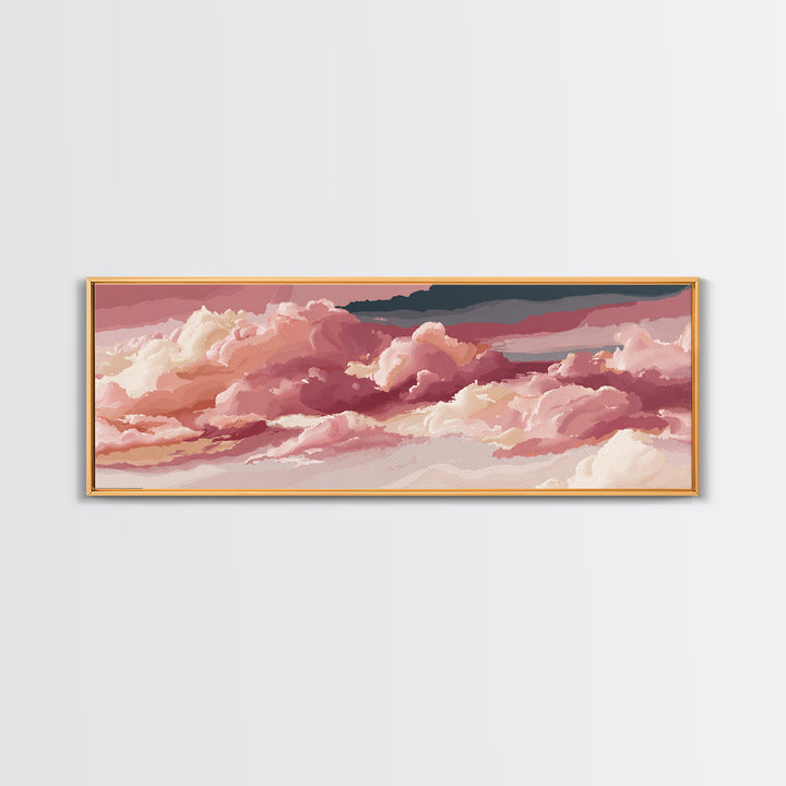 All Pink Cloudscape Canvas Print, Monochrome Art, Unique Wall Art, Living Room Decor, Watercolor Art, Mono, Fine Art Print, MON-3x1-4