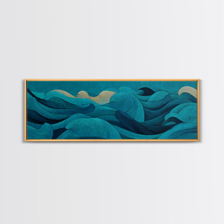 All Blue Ocean Abstraction Canvas Print, Monochrome Art, Modern Wall Art, Living Room Decor, Watercolor Art, Mono, MON-3x1-41