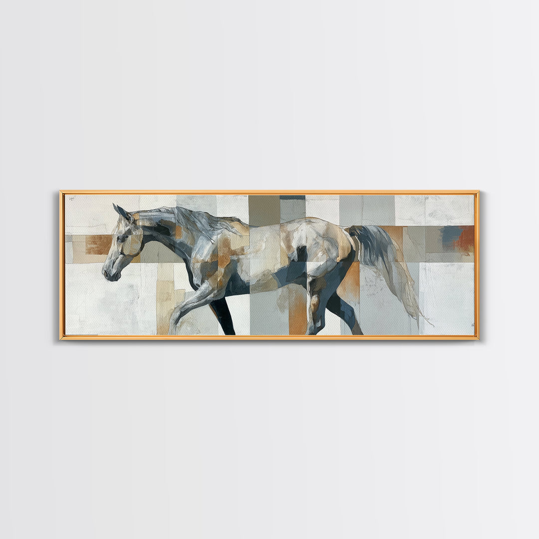 Sepia Horse Portrait Canvas Print, Monochrome Art, Textured Wall Art, Living Room Decor, Oil Painting, Mono, Wallpaper Mural, MON-3x1-42