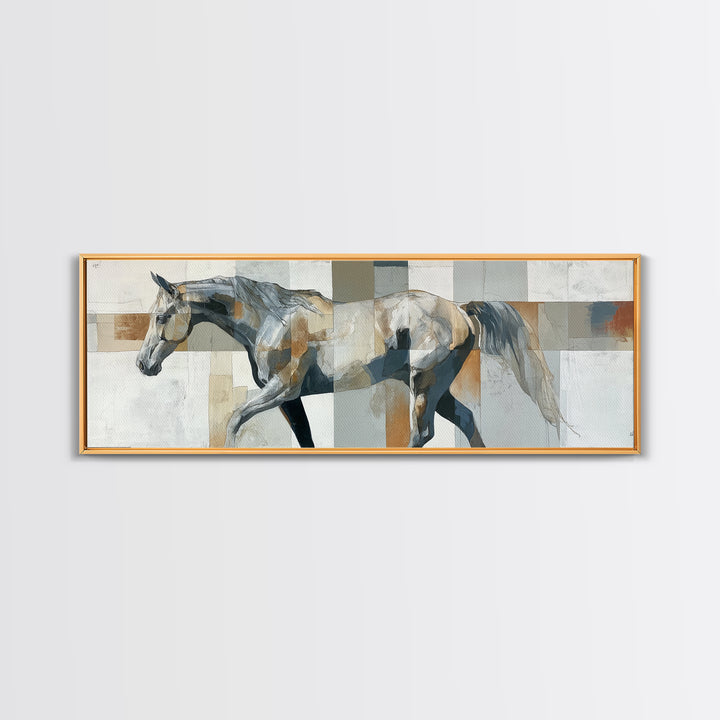 Sepia Horse Portrait Canvas Print, Monochrome Art, Textured Wall Art, Living Room Decor, Oil Painting, Mono, Wallpaper Mural, MON-3x1-42