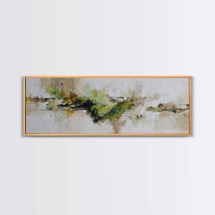 Green Botanical Study Canvas Print, Monochrome Art, Poster, Living Room Decor, Fine Art, Mono, Textured Wall Art, Digital Print, MON-3x1-43