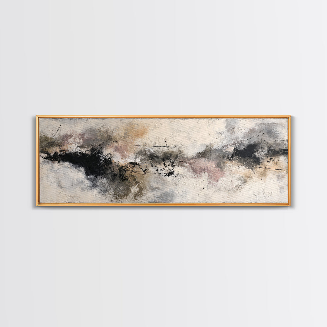 Black Ink Abstract Canvas Print, Monochrome Art, Living Room Decor, Abstract Art, Mono, Modern Art, Moody Wall Art, MON-3x1-46