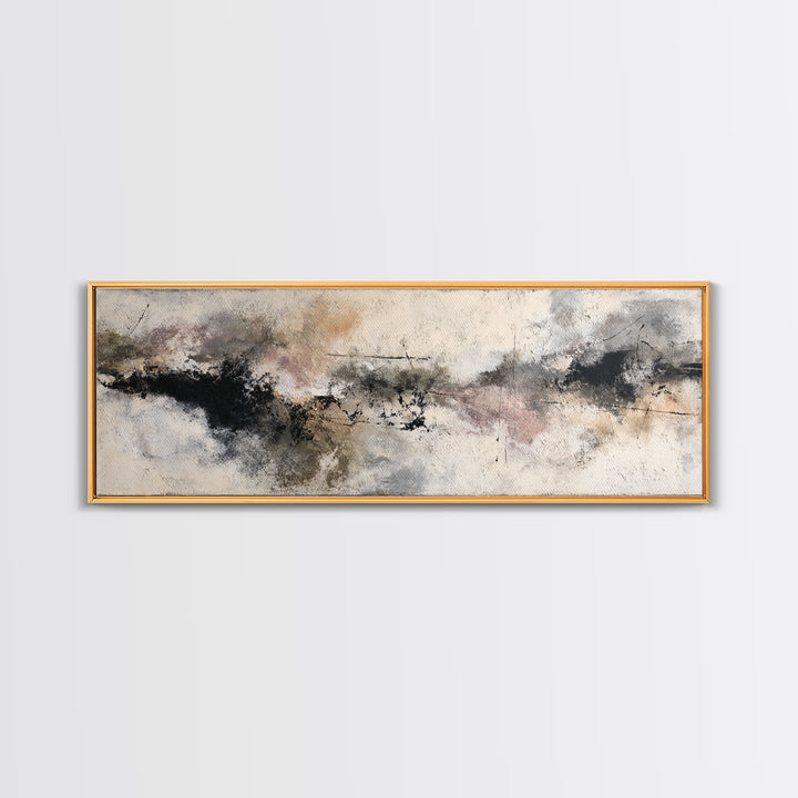 Black Ink Abstract Canvas Print, Monochrome Art, Living Room Decor, Abstract Art, Mono, Modern Art, Moody Wall Art, MON-3x1-46