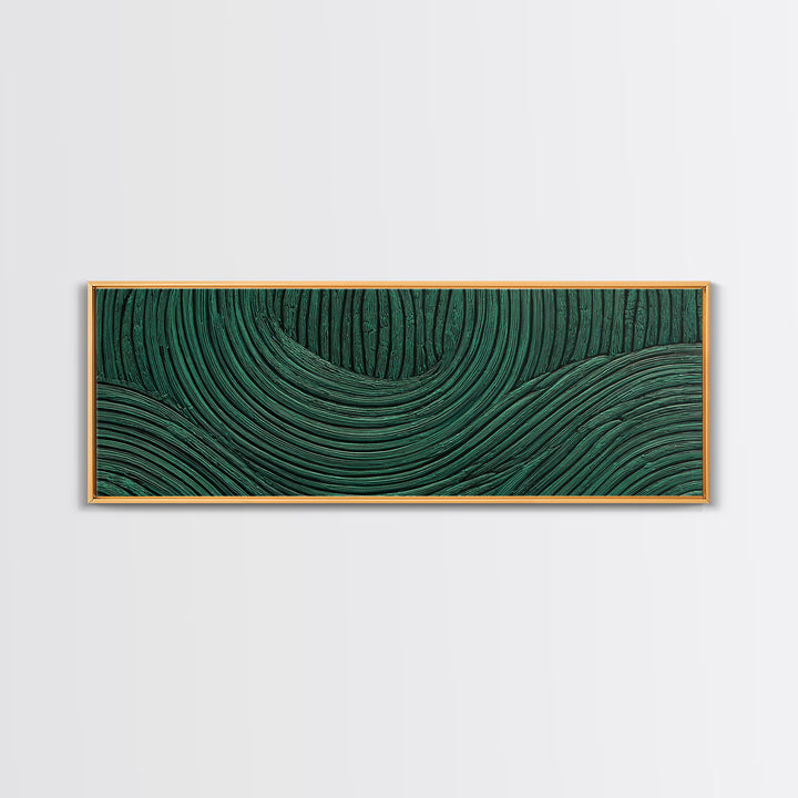 Deep Green Forest Silhouette Study Framed Canvas Print, Monochrome Art, Boho Wall Art, Living Room Decor, Oil Painting, Mono, MON-3x1-53