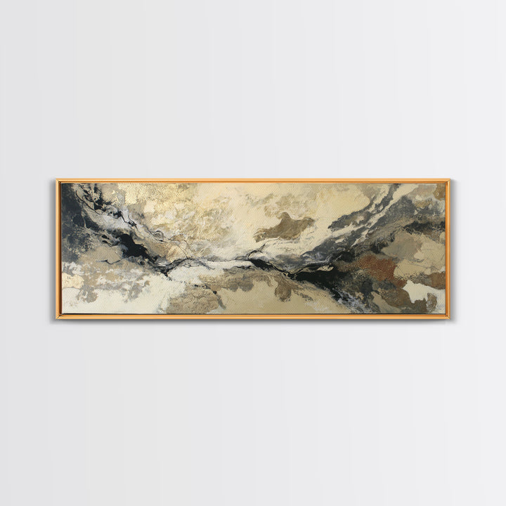 Silver Ocean Moonlight Scene Framed Canvas Print, Monochrome Art, Wall Art, Living Room Decor, Fine Art, Mono, Abstract Art, MON-3x1-59