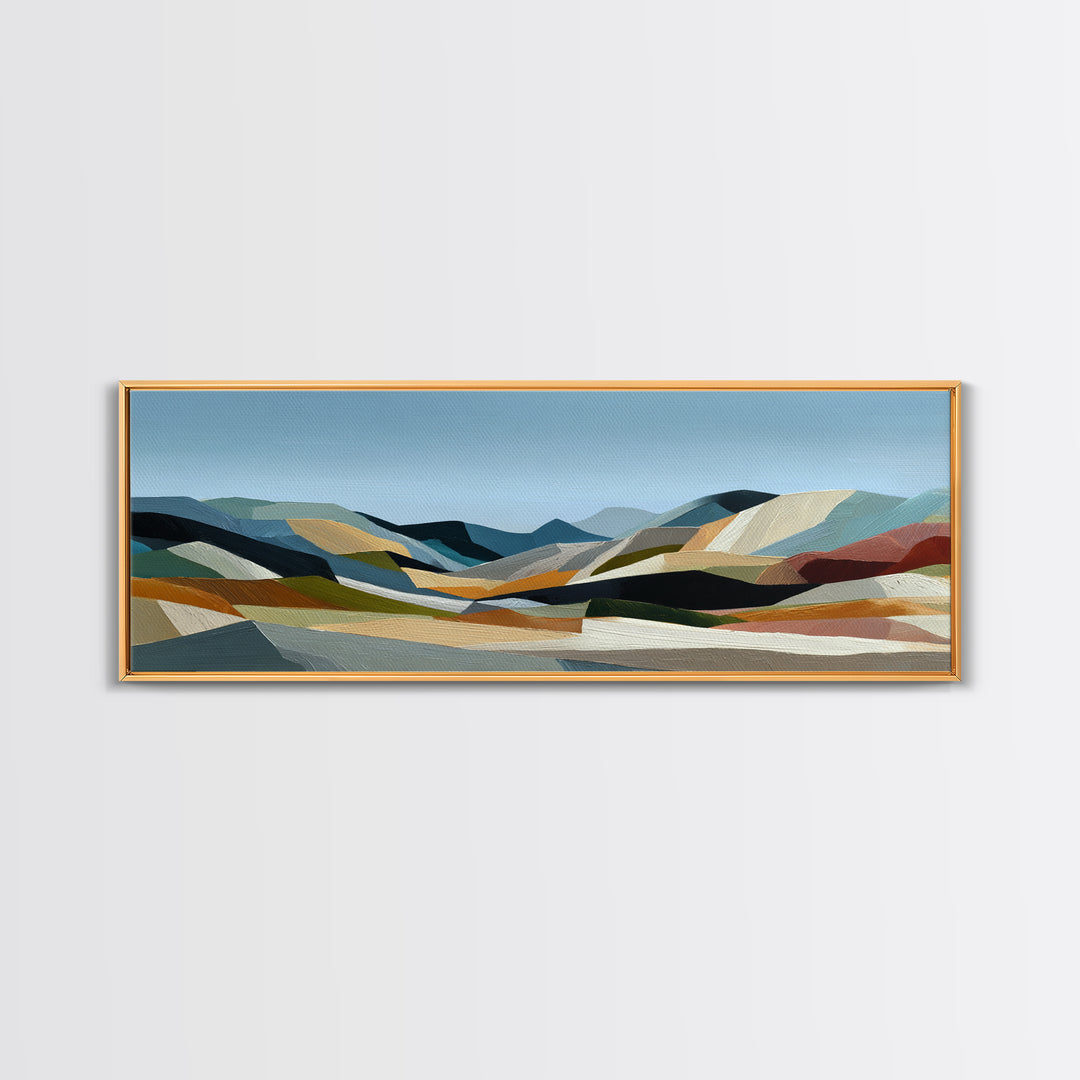 Blue Mountain Ridge Layers Framed Canvas Print, Monochrome Art, Boho Decor, Living Room Decor, Fine Art, Mono, Art Print, MON-3x1-64