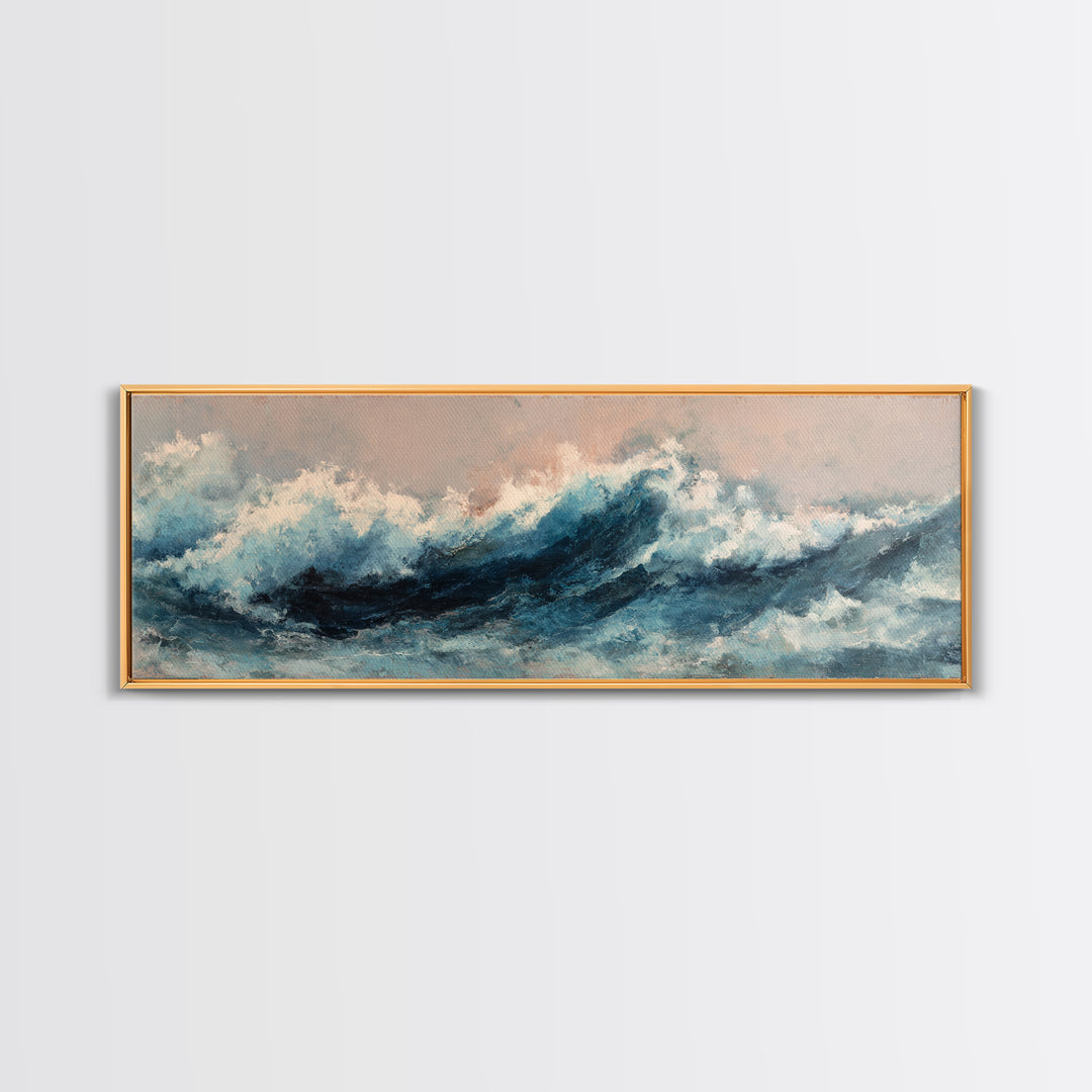 All Blue Ocean Abstraction Canvas Print, Monochrome Art, Modern Wall Art, Living Room Decor, Watercolor Art, Mono, MON-3x1-65