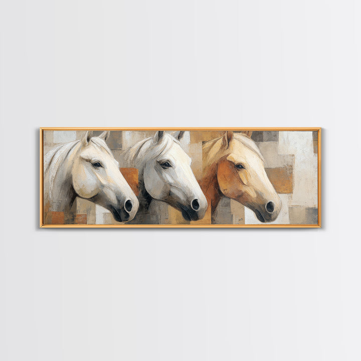 Sepia Horse Portrait Canvas Print, Monochrome Art, Textured Wall Art, Living Room Decor, Oil Painting, Mono, Wallpaper Mural, MON-3x1-66