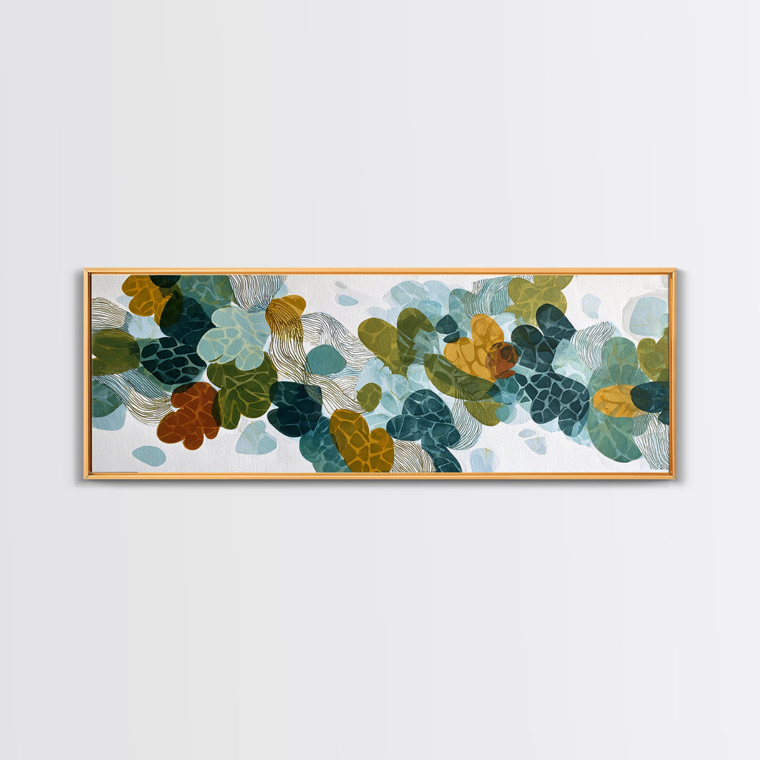 Green Botanical Study Framed Canvas Print, Monochrome Art, Mid Century Modern, Living Room Decor, Fine Art, Mono, Boho Wall Art, MON-3x1-67