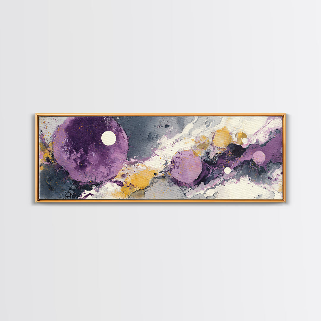 Purple Night Sky Framed Canvas Print, Monochrome Art, Wall Decor, Living Room Decor, Fine Art, Mono, Wall Art, Home Decor, MON-3x1-7