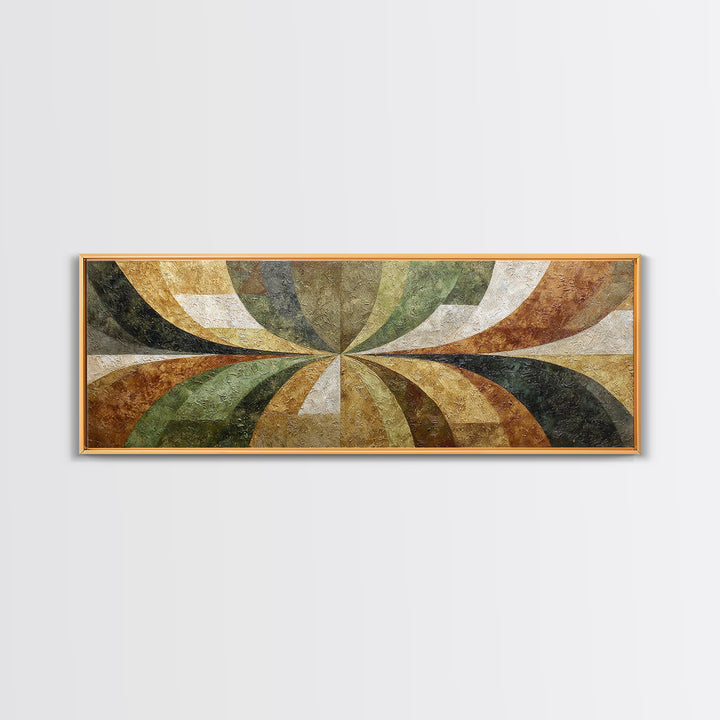 Olive Green Abstract Leaf Pattern Framed Canvas Print, Monochrome Art, Digital Prints, Living Room Decor, Watercolor Art, Mono, MON-3x1-84