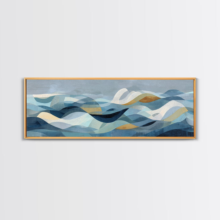 All Blue Ocean Abstraction Framed Canvas Print, Monochrome Art, Moody Wall Art, Living Room Decor, Fine Art, Mono, MON-3x1-89