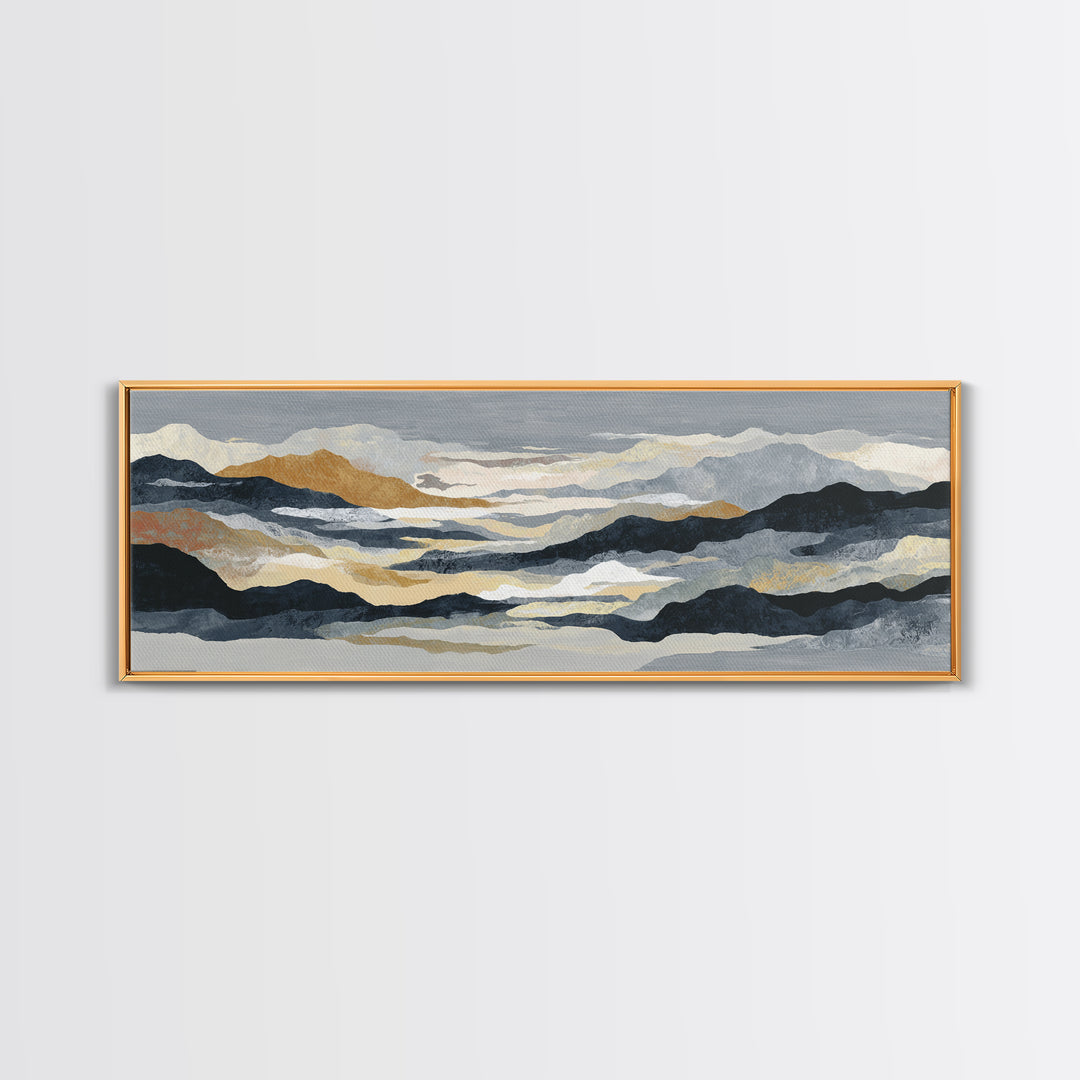 Charcoal Mountain Landscape Canvas Print, Monochrome Art, Art Print, Living Room Decor, Fine Art, Mono, Printable Art, MON-3x1-92