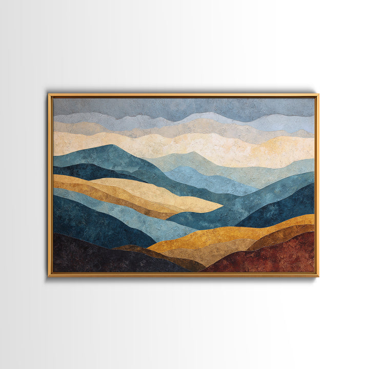 Blue Mountain Ridge Layers Framed Canvas Print, Monochrome Art, Modern Decor, Living Room Decor, Fine Art, Mono, Poster, MON-3x2-100