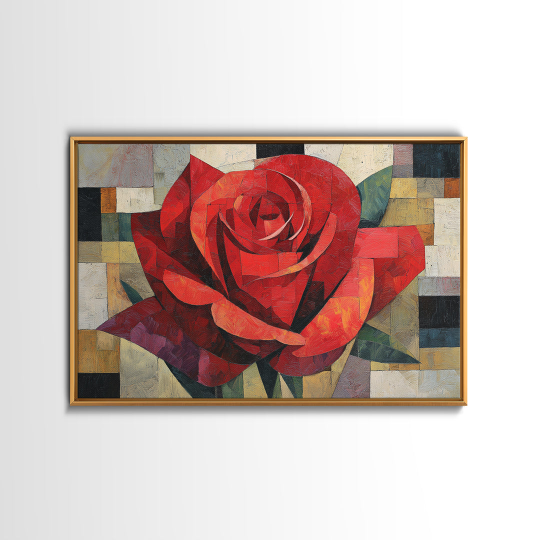 Single Red Rose Rendered Only Canvas Print, Monochrome Art, Dopamine Decor, Living Room Decor, Fine Art, Mono, Modern Decor, MON-3x2-11