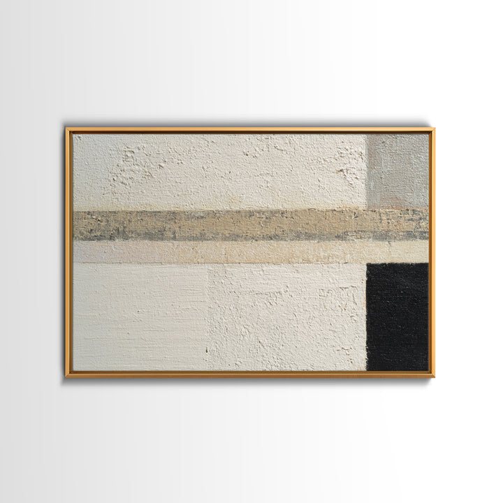 Cream on Cream Minimalist Forms Framed Canvas Print, Monochrome Art, Art Prints, Living Room Decor, Mono, Apartment Decor, MON-3x2-2