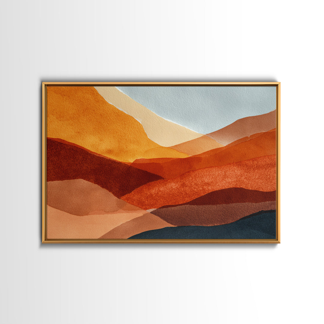 Burnt Orange Canyon Abstraction Framed Canvas Print, Monochrome Art, Textured Wall Art, Living Room Decor, Fine Art, Mono, MON-3x2-20