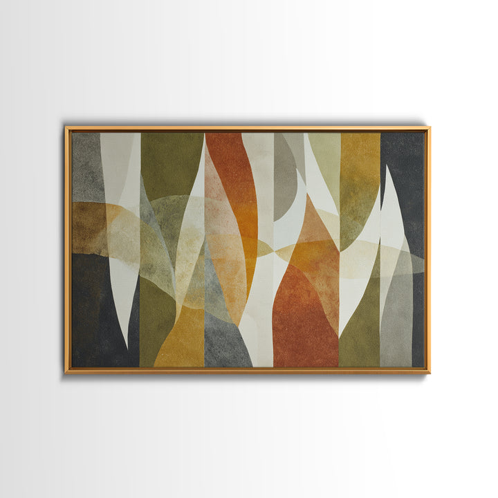 Olive Green Abstract Leaf Pattern Canvas Print, Monochrome Art, Dopamine Decor, Living Room Decor, Fine Art, Mono, Modern Decor, MON-3x2-48