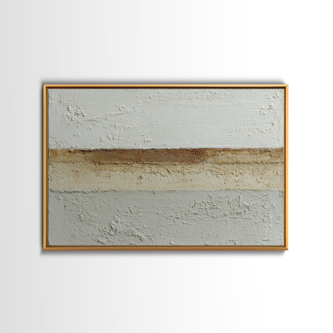 Cream on Cream Minimalist Forms Framed Canvas Print, Monochrome Art, Digital Print, Living Room Decor, Oil Painting, Mono, MON-3x2-50