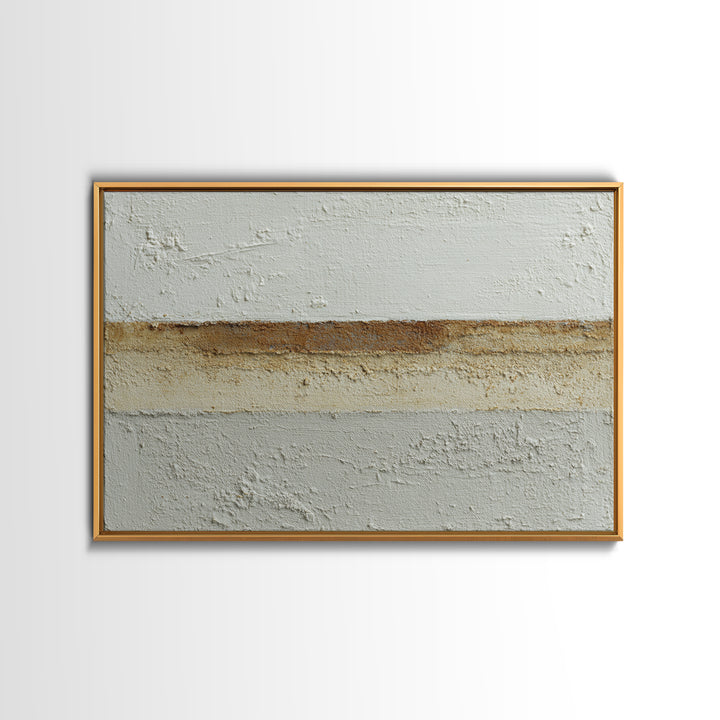 Cream on Cream Minimalist Forms Framed Canvas Print, Monochrome Art, Digital Print, Living Room Decor, Oil Painting, Mono, MON-3x2-50