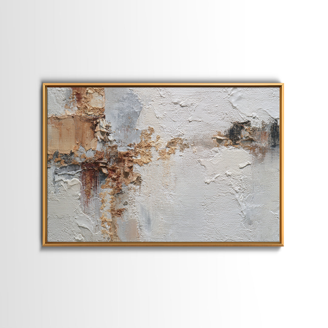Ivory White Plaster Texture Composition Canvas Print, Monochrome Art, Boho Wall Art, Living Room Decor, Fine Art, Mono, MON-3x2-57