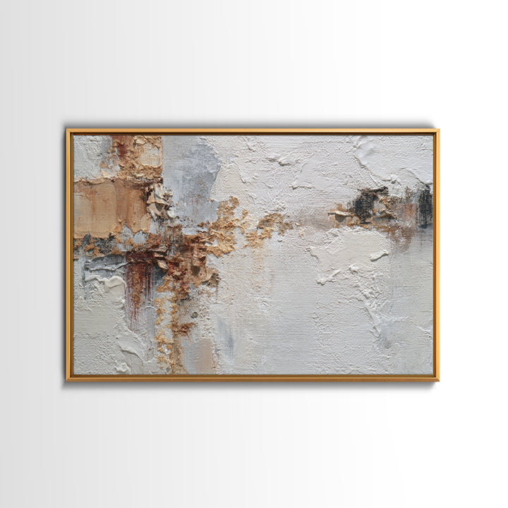 Ivory White Plaster Texture Composition Canvas Print, Monochrome Art, Boho Wall Art, Living Room Decor, Fine Art, Mono, MON-3x2-57