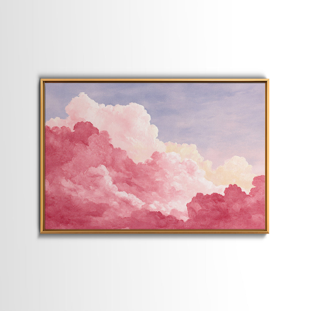 All Pink Cloudscape Framed Canvas Print, Monochrome Art, Gallery Decor, Living Room Decor, Abstract Art, Mono, Contemporary Art, MON-3x2-64