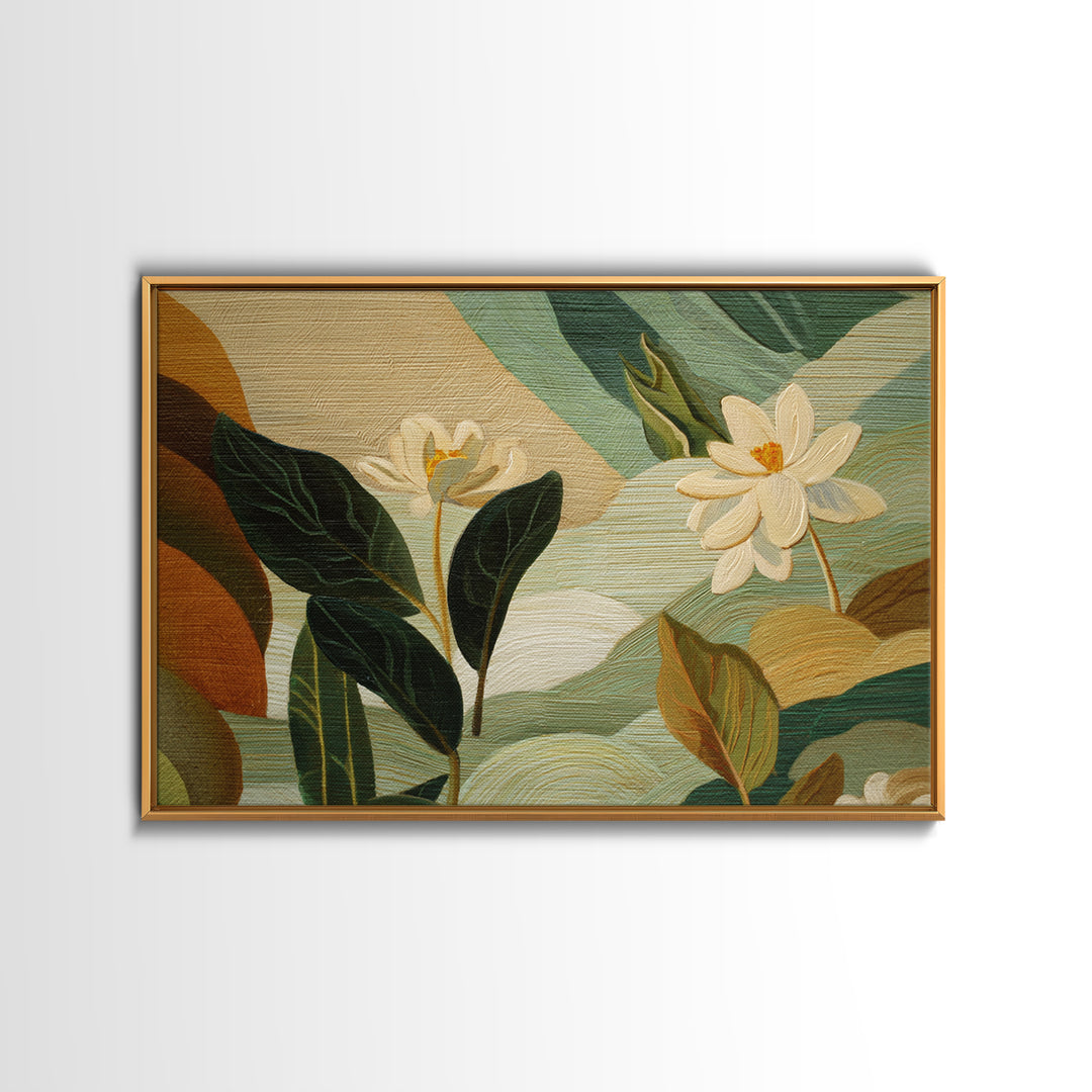 Green Botanical Study Framed Canvas Print, Monochrome Art, Home Decor, Living Room Decor, Fine Art, Mono, Bedroom Decor, MON-3x2-7