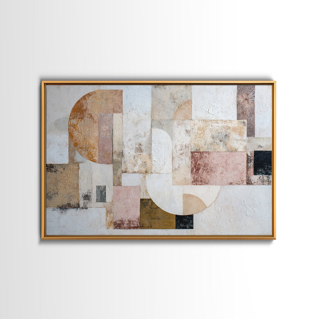 Ivory White Plaster Texture Composition Framed Canvas Print, Monochrome Art, Abstract Painting, Living Room Decor, Mono, MON-3x2-81