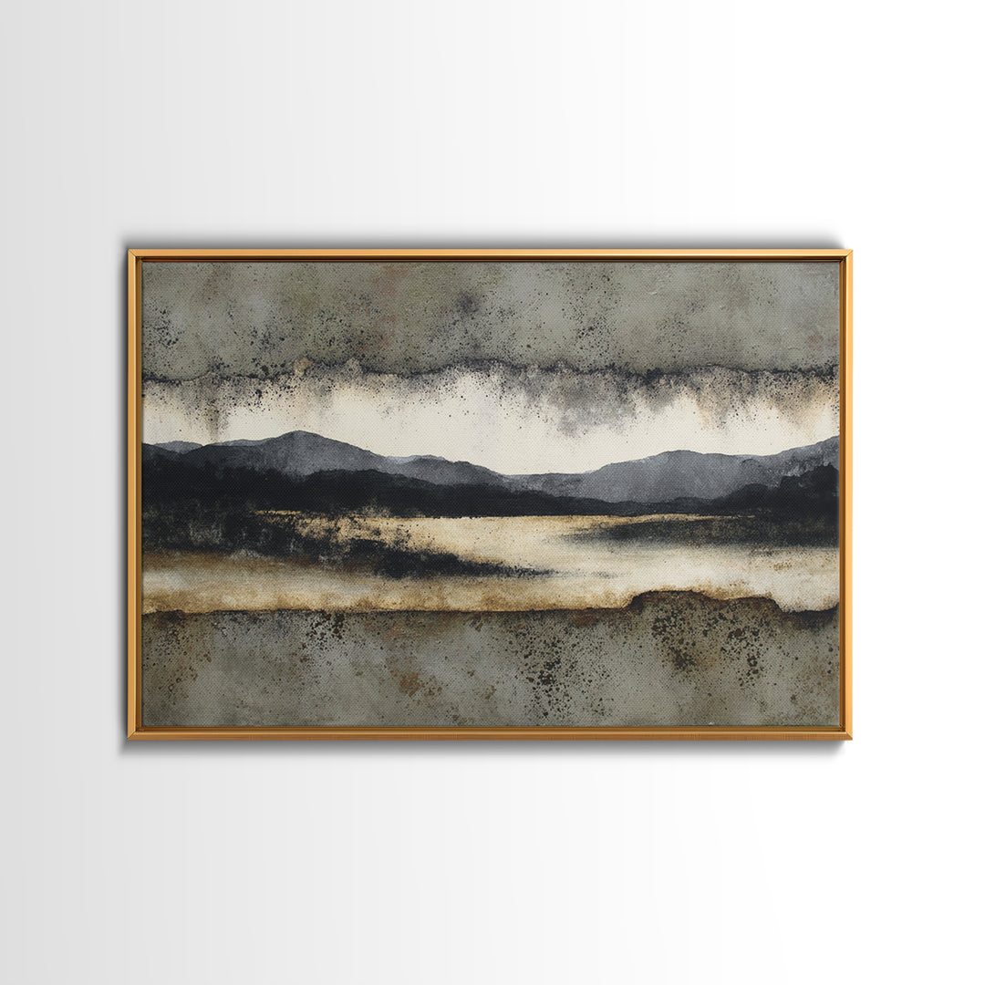 Black Ink Abstract Framed Canvas Print, Monochrome Art, Modern Wall Art, Living Room Decor, Abstract Art, Mono, MON-3x2-82