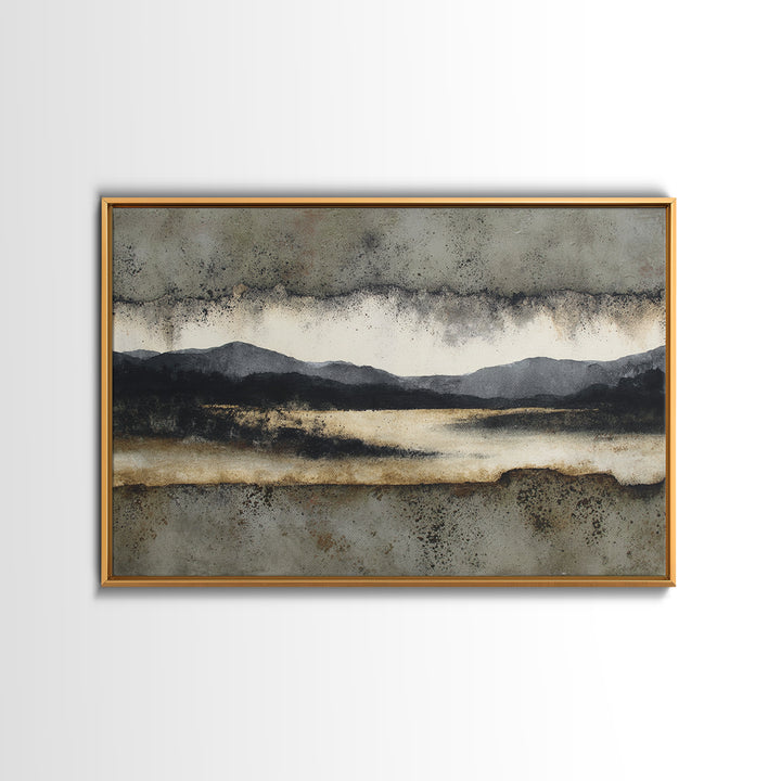Black Ink Abstract Framed Canvas Print, Monochrome Art, Modern Wall Art, Living Room Decor, Abstract Art, Mono, MON-3x2-82