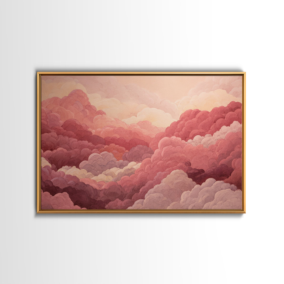 All Pink Cloudscape Canvas Print, Monochrome Art, Boho Decor, Living Room Decor, Fine Art, Mono, Art Print, Digital Art, MON-3x2-88