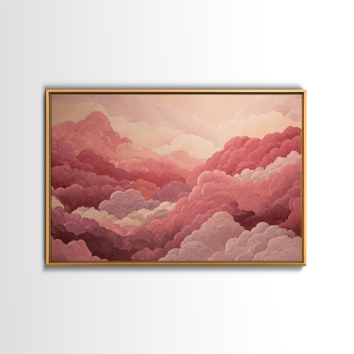 All Pink Cloudscape Canvas Print, Monochrome Art, Boho Decor, Living Room Decor, Fine Art, Mono, Art Print, Digital Art, MON-3x2-88