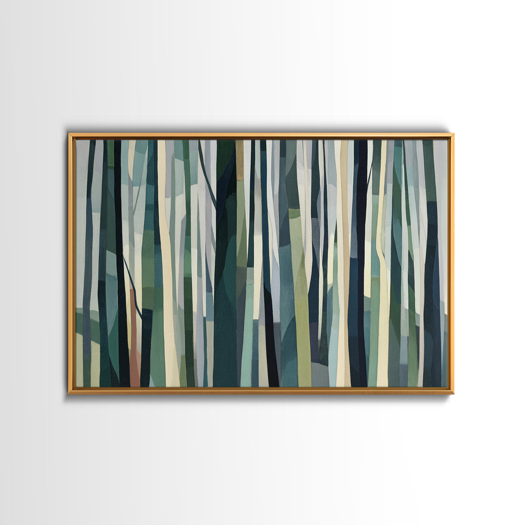 Deep Green Forest Silhouette Study Canvas Print, Monochrome Art, Modern Art, Living Room Decor, Fine Art, Mono, MON-3x2-89