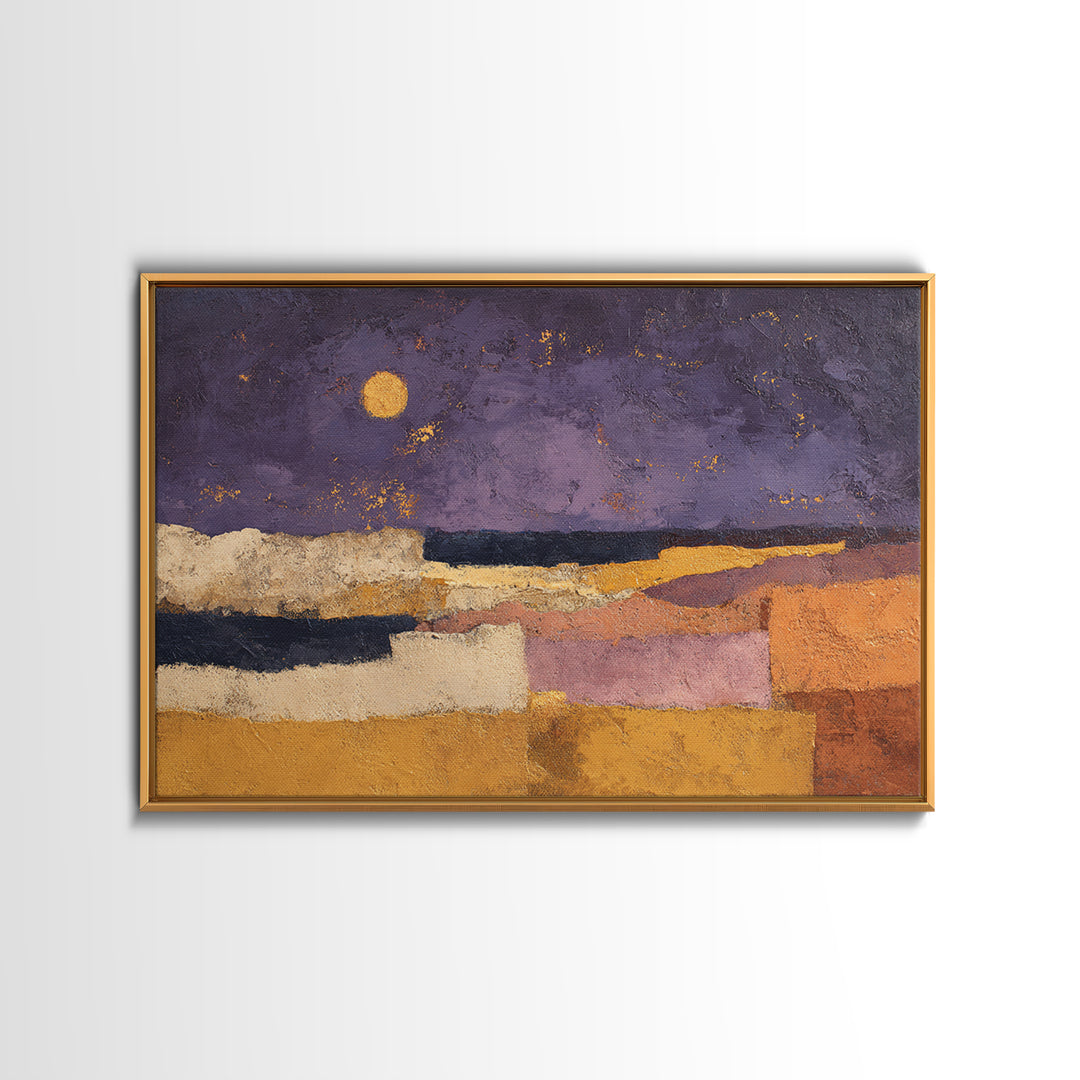Purple Night Sky Framed Canvas Print, Monochrome Art, Poster, Living Room Decor, Oil Painting, Mono, Textured Wall Art, MON-3x2-91
