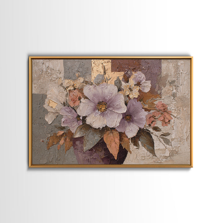 Monochrome Floral Bouquet Canvas Print, Monochrome Art, Boho Wall Art, Living Room Decor, Fine Art, Mono, Neutral Decor, MON-3x2-94