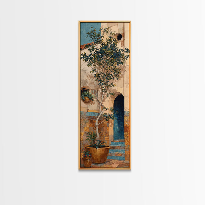 Pomegranate and Brass Bowl Still Life Canvas Print, Moroccan Art, Travel Wall Art, Living Room Decor, Fine Art, Marrakesh, MOR-1x3-10