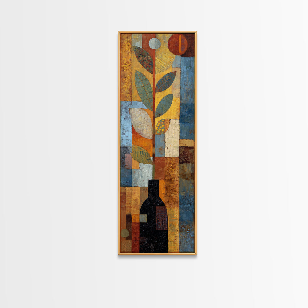 Indigo and Saffron Textile Abstraction Framed Canvas Print, Moroccan Art, African Art, Living Room Decor, Abstract Art, MOR-1x3-3