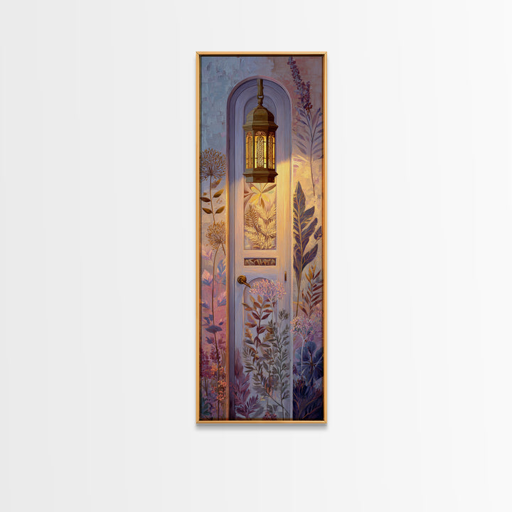Patterned Door Hardware and Carved Wood Detail Canvas Print, Moroccan Art, Neutral Decor, Living Room Decor, Oil Painting, MOR-1x3-55