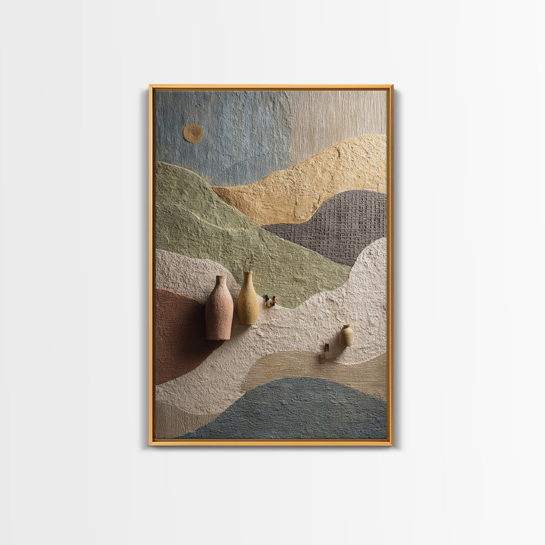 Sahara Dune Waves Framed Canvas Print, Moroccan Art, Boho Decor, Living Room Decor, Oil Painting, Marrakesh, Ramadan Decor, MOR-2x3-100