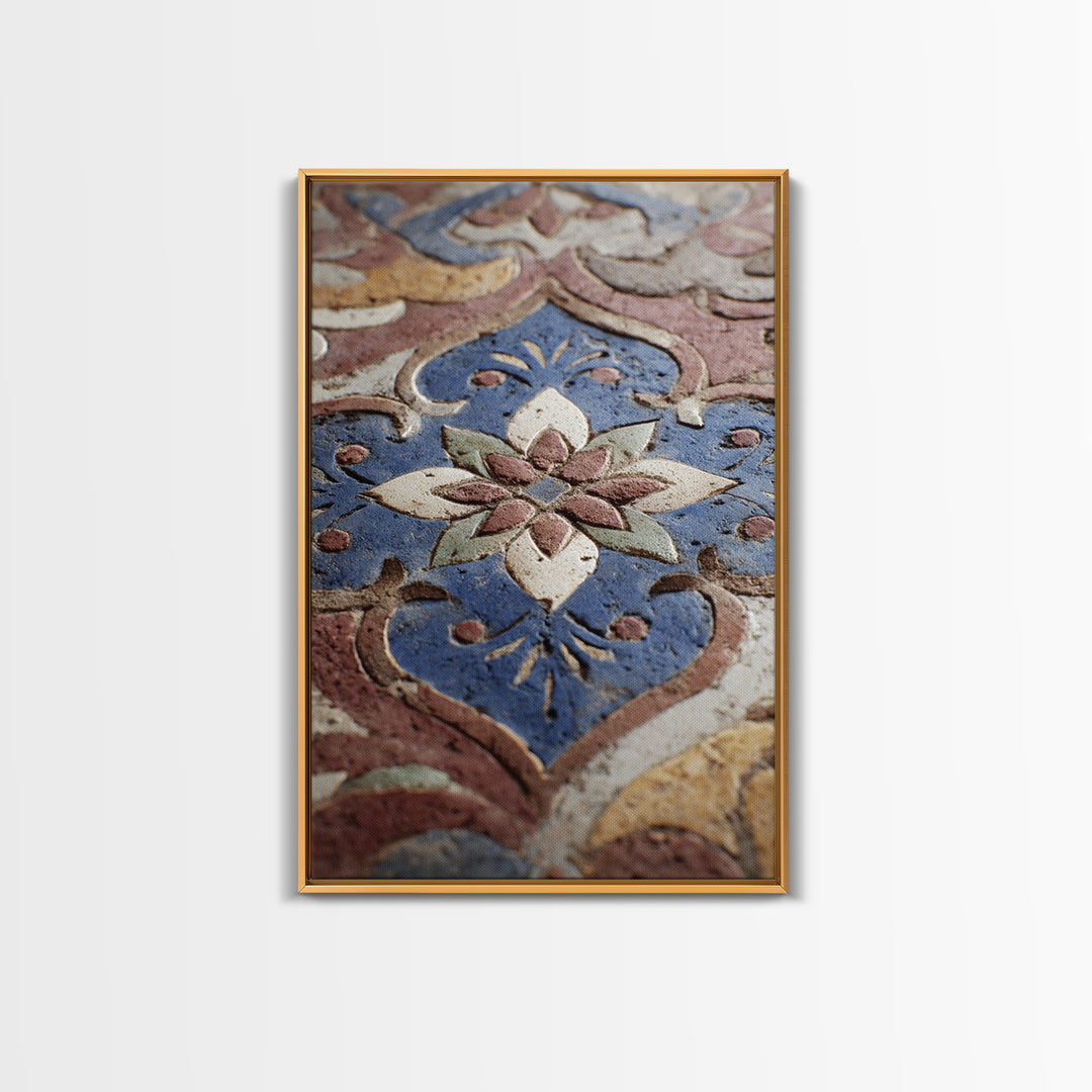 Islamic Geometric Rosette Framed Canvas Print, Moroccan Art, Moroccan Decor, Living Room Decor, Fine Art, Marrakesh, MOR-2x3-68