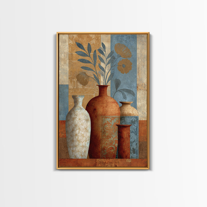 Henna Floral Ornament Pattern Framed Canvas Print, Moroccan Art, Neutral Wall Art, Living Room Decor, Fine Art, Marrakesh, MOR-2x3-88