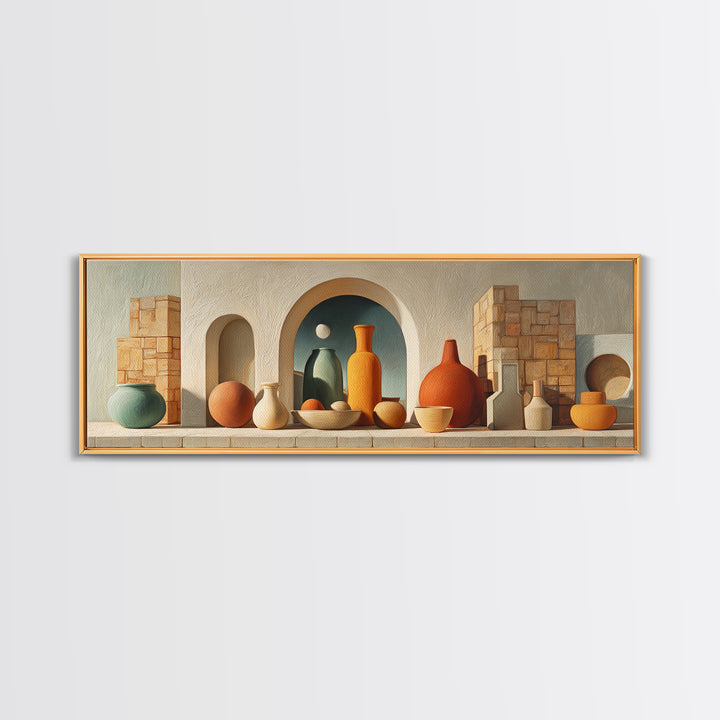 Moroccan Arch Framing a Moonlit Sky Framed Canvas Print, Moroccan Art, Wall Art, Living Room Decor, Fine Art, Marrakesh, MOR-3x1-56